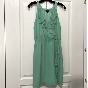 Mint green chiffon dress with ruffles